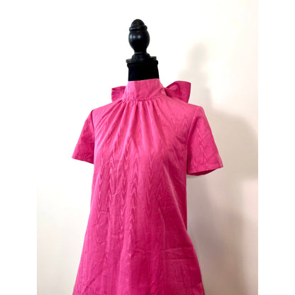 STAUD Mini Ilana Mini Dress in Lollipop Pink Sz XS A-Line Short Sleeve Mock Neck