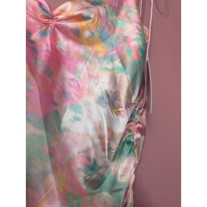 NEW NWT For Love & Lemons Call Me Multi Satin Slip Midi Dress Size Small