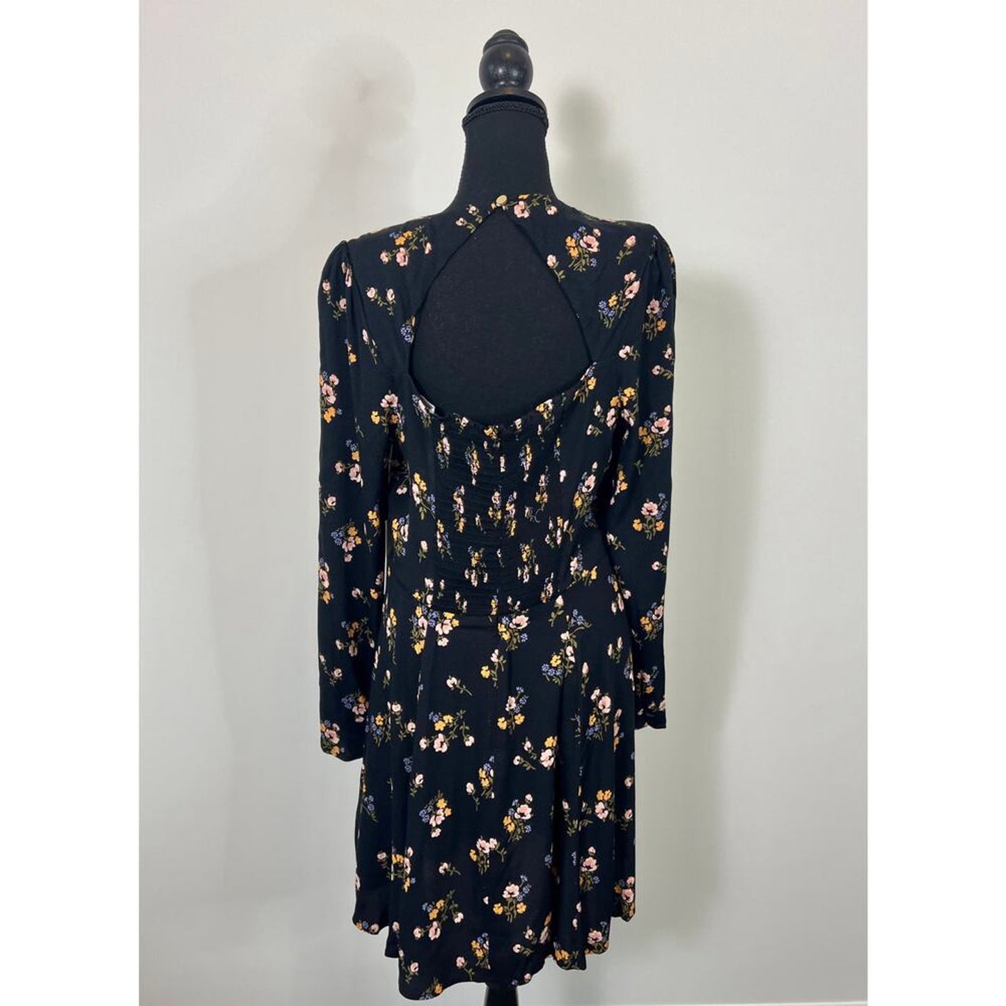 Reformation‎ Indira Mini Dress in Evita Black Size 12 Floral Cut Out Lined Party