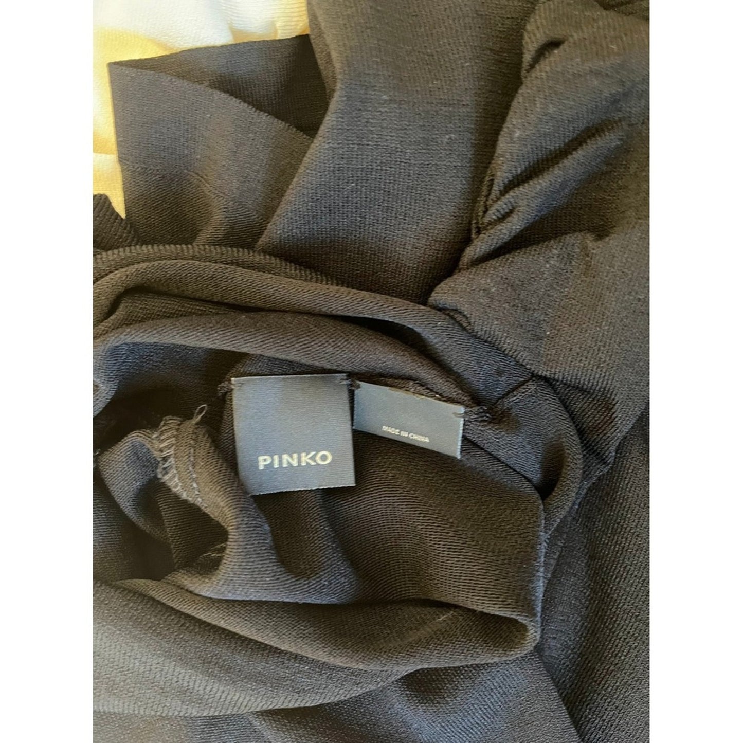 PINKO Asymmetrical Colorblock Long Sleeve Top Womens Size L Black Ivory Ruffle