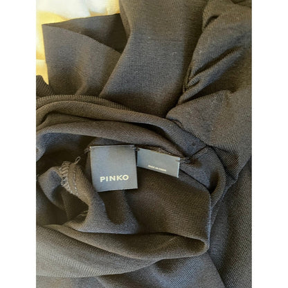 PINKO Asymmetrical Colorblock Long Sleeve Top Womens Size L Black Ivory Ruffle