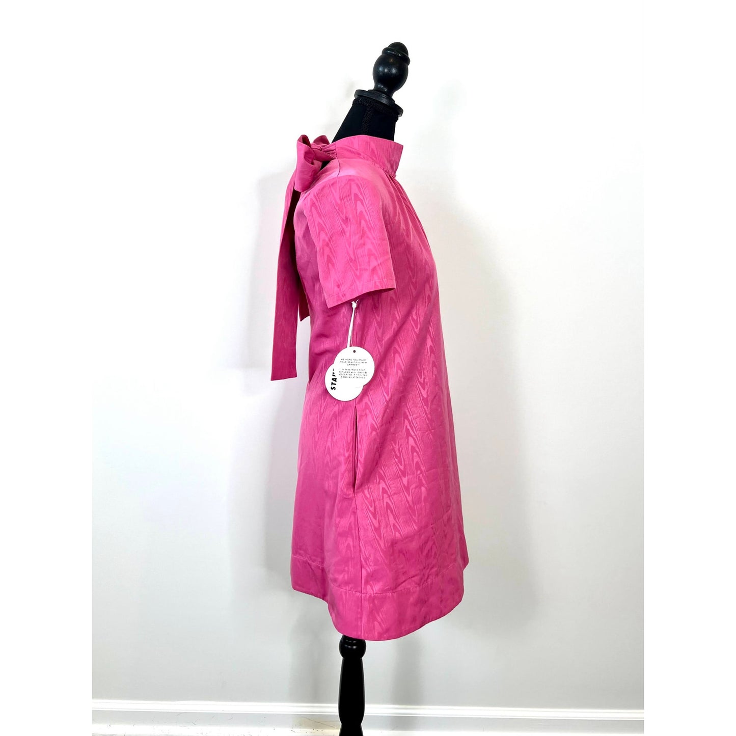 STAUD Mini Ilana Mini Dress in Lollipop Pink Sz XS A-Line Short Sleeve Mock Neck