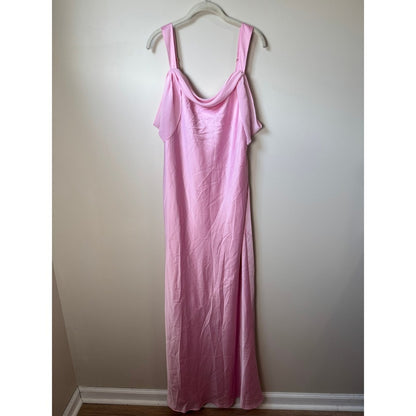 Show Me Your Mumu Rome Maxi Dress Pink Satin Cold Shoulder Bridesmaid Gown Large