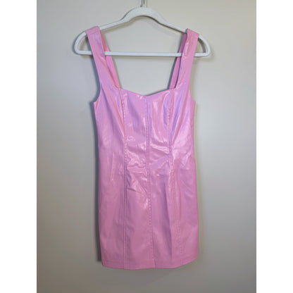 NEW NWT Show Me Your Mumu Woods Mini Dress Pink Faux Leather Size XS