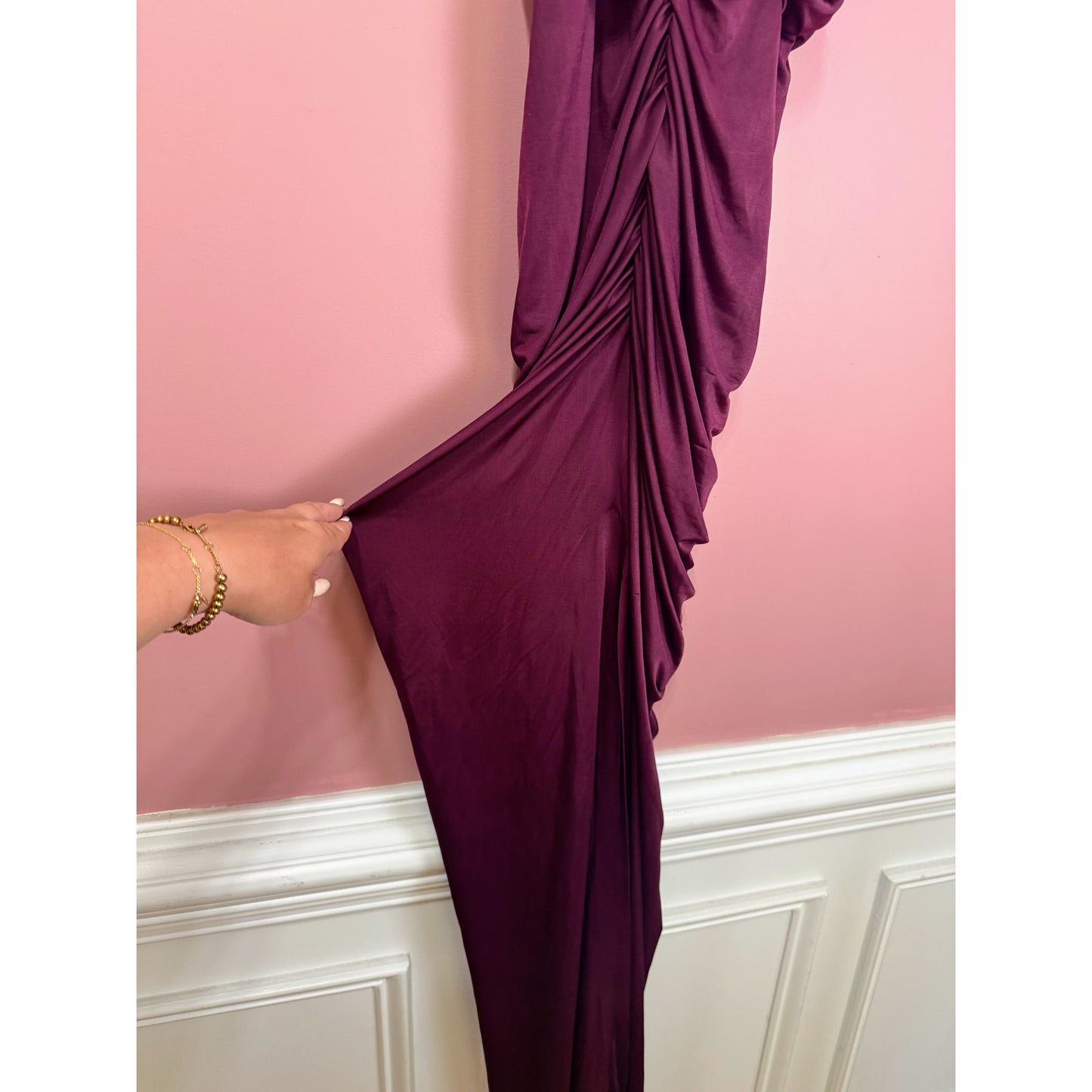 Yaura Tiara Dress Grape Maxi Off the Shoulder US XS