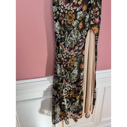 Mac Duggal Floral Embellished One Shoulder Dress Size 2 STYLE 49574