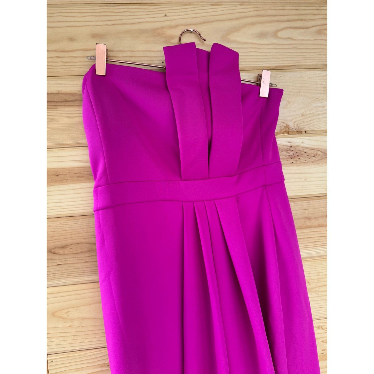 Eliza J Asymmetric Strapless Sheath Dress in Fuchsia Size 8