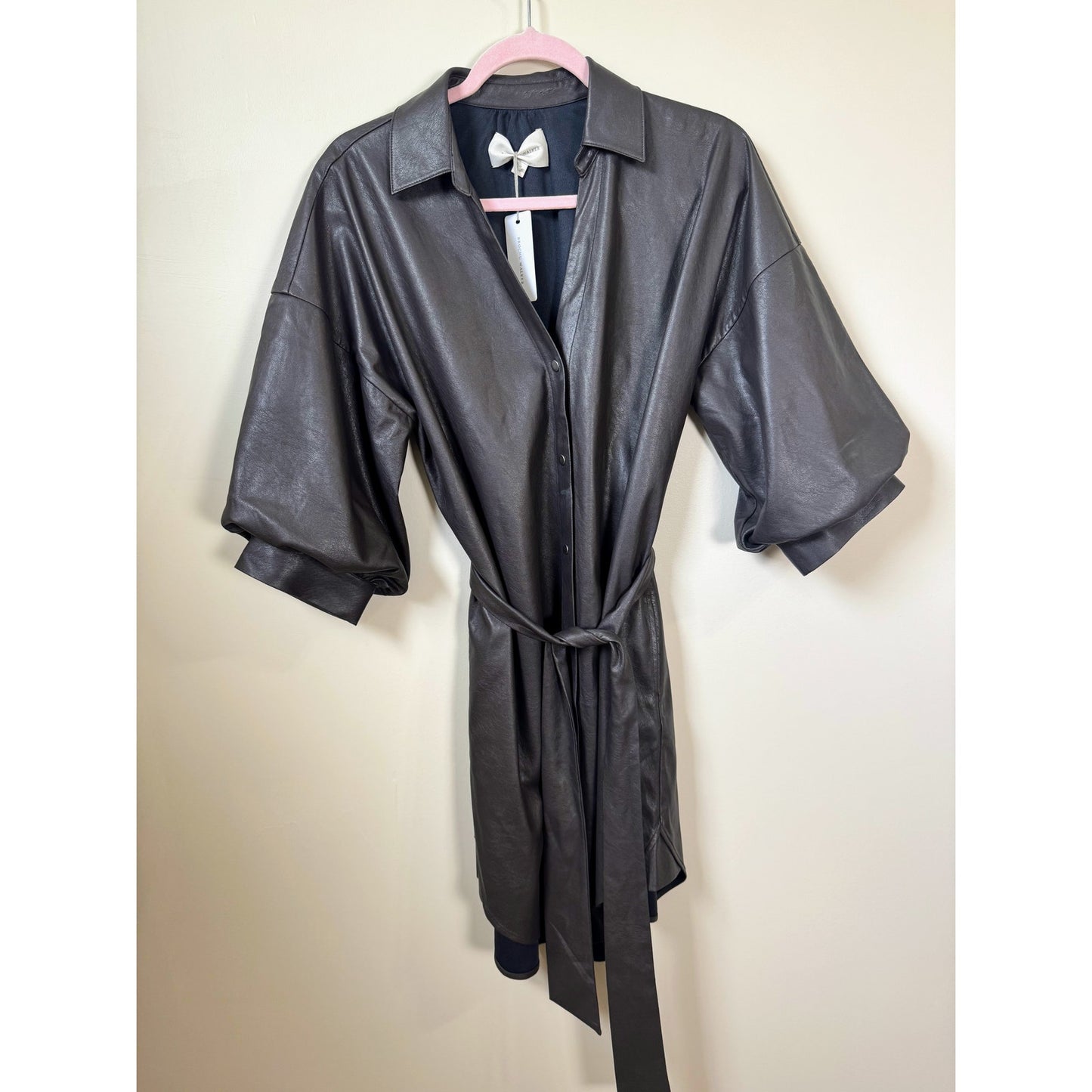 NEW NWT Brochu Walker Kate Vegan leather Belted Mini Dress Small