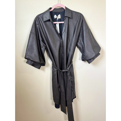 NEW NWT Brochu Walker Kate Vegan leather Belted Mini Dress Small