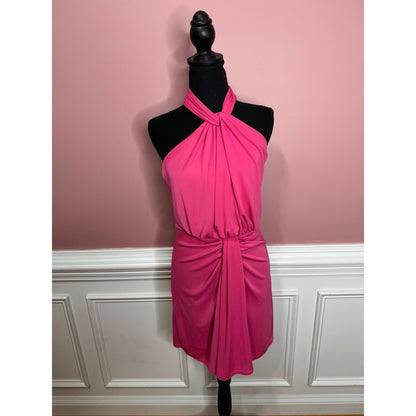 Cinq a Sept Kaily Gathered Mini Dress in Pink Dahlia Size 6 Ruched Stretch