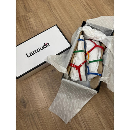 Larroude Hannah Flat Sandals Multicolor Patent Leather Strappy Floral Hardware