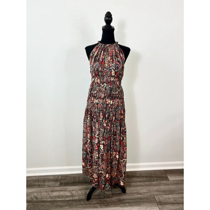 A.L.C.‎ Laura Halter Tiered Printed Maxi Dress One Size Sleeveless Colorful