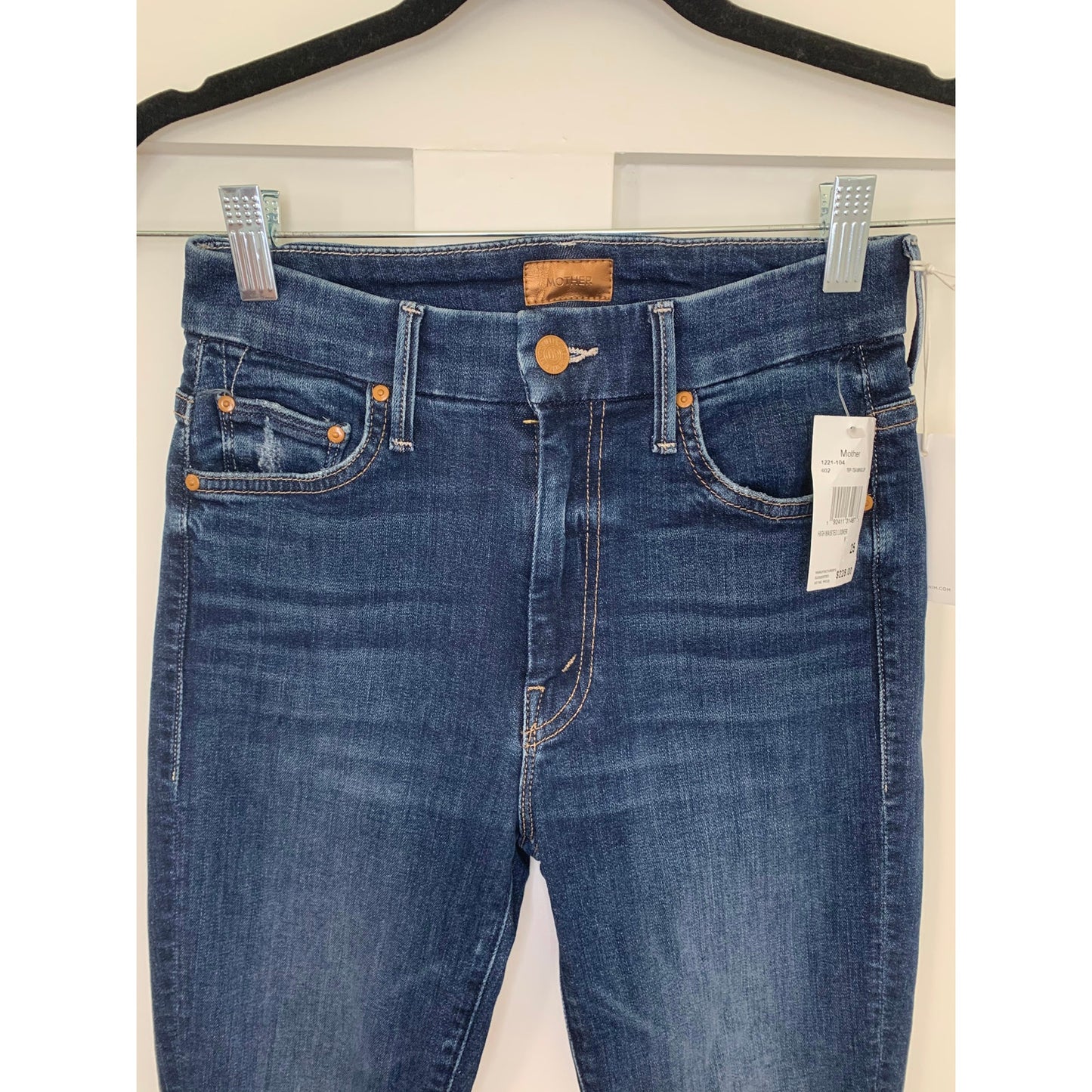 Mother High Waisted Looker Blue Size 25 Skinny Zip Fly Denim Stretch Pockets