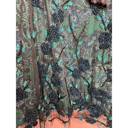 Free People Pure Heart Mini Dress Sleeveless Large Floral Paisley Sequin Lined
