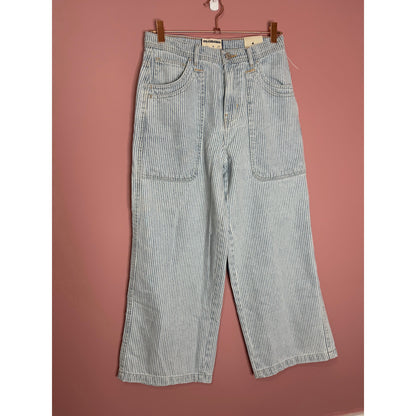 We The Free X Free People Piper Mid-Rise Crop Wide-Leg Jeans Size 25 Blue Stripe