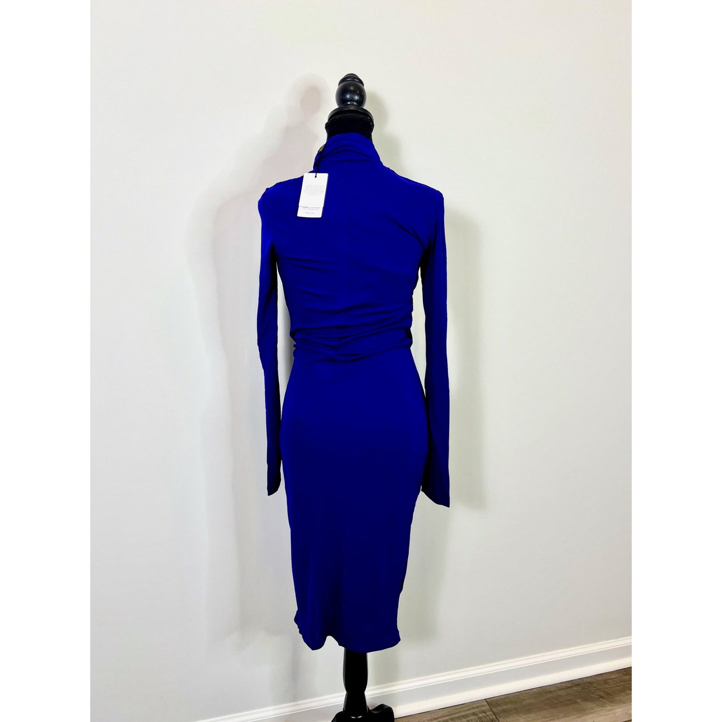 Reiss Freya Twist Front Midi Dress Cobalt Blue Size 2 Turtleneck Party Cocktail
