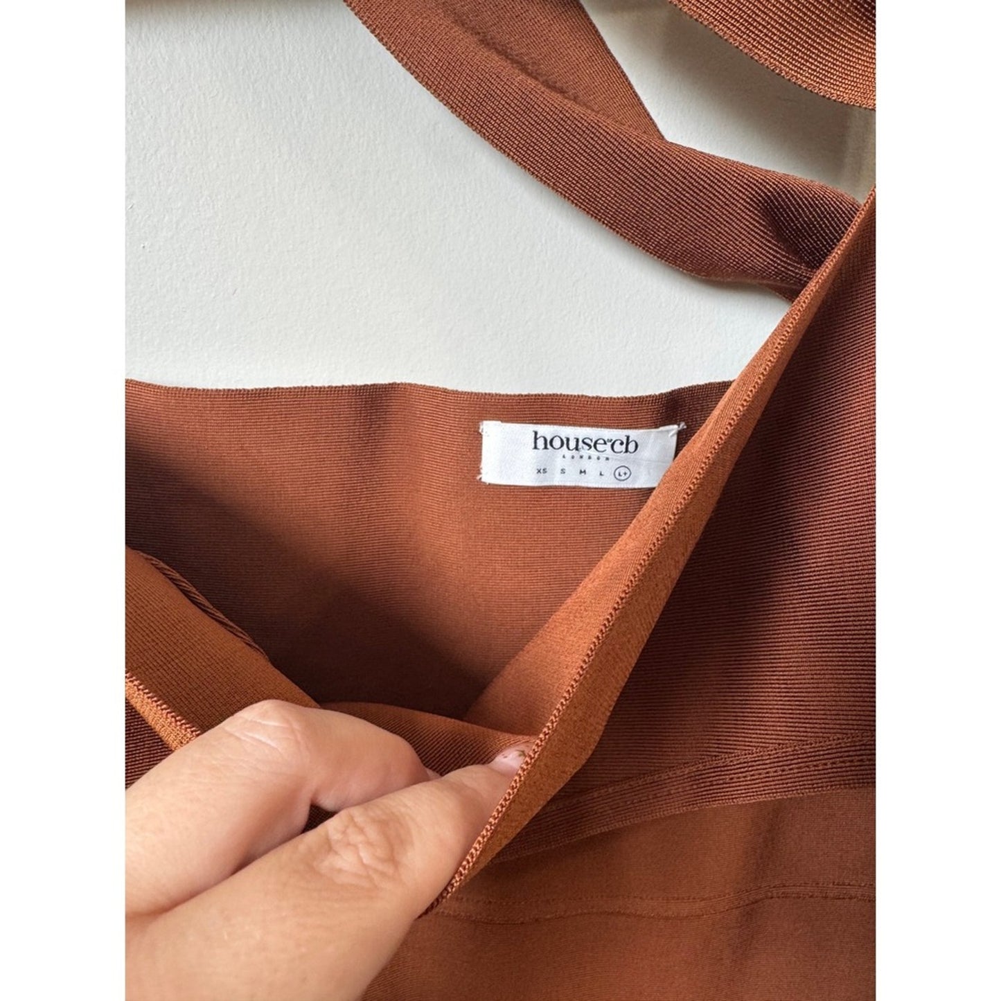 House of CB Rust Brown One Shoulder Bandage Cutout Midi Dress Size L+
