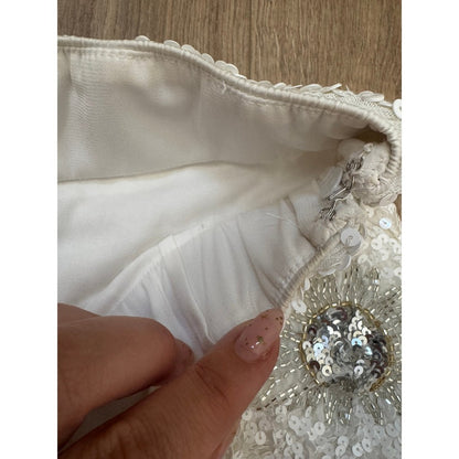 Show Me Your Mumu White Sequin Celestial Sun Moon Star Mini Skirt Women Small
