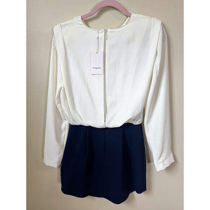 NEW NWT Amanda Uprichard Baldwin Long Sleeve Mini Dress Size Small White Navy