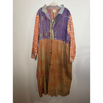 Jaded Gypsy Kantha Boho Patchwork Long Duster Coat Jacket One Size