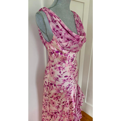 5 a 7 Cinq a Sept Raya Dress in Vibrant Plum Multi Size 2 Sleeveless Cowl Neck