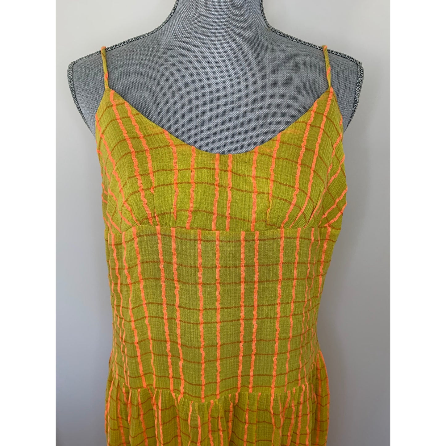 Free People Marigold Maxi Dress in Turmeric Combo Small Sleeveless Boho Cotton
