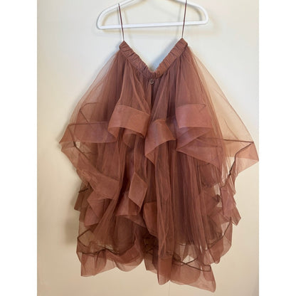 Jaded Gypsy Boho Tulle Ruffle Skirt Midi Brown Layered Festival Fairycore