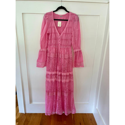 NEW NWT Free People Intimately Sweet Saloom Maxi Bodysuit Festival Pink Medium