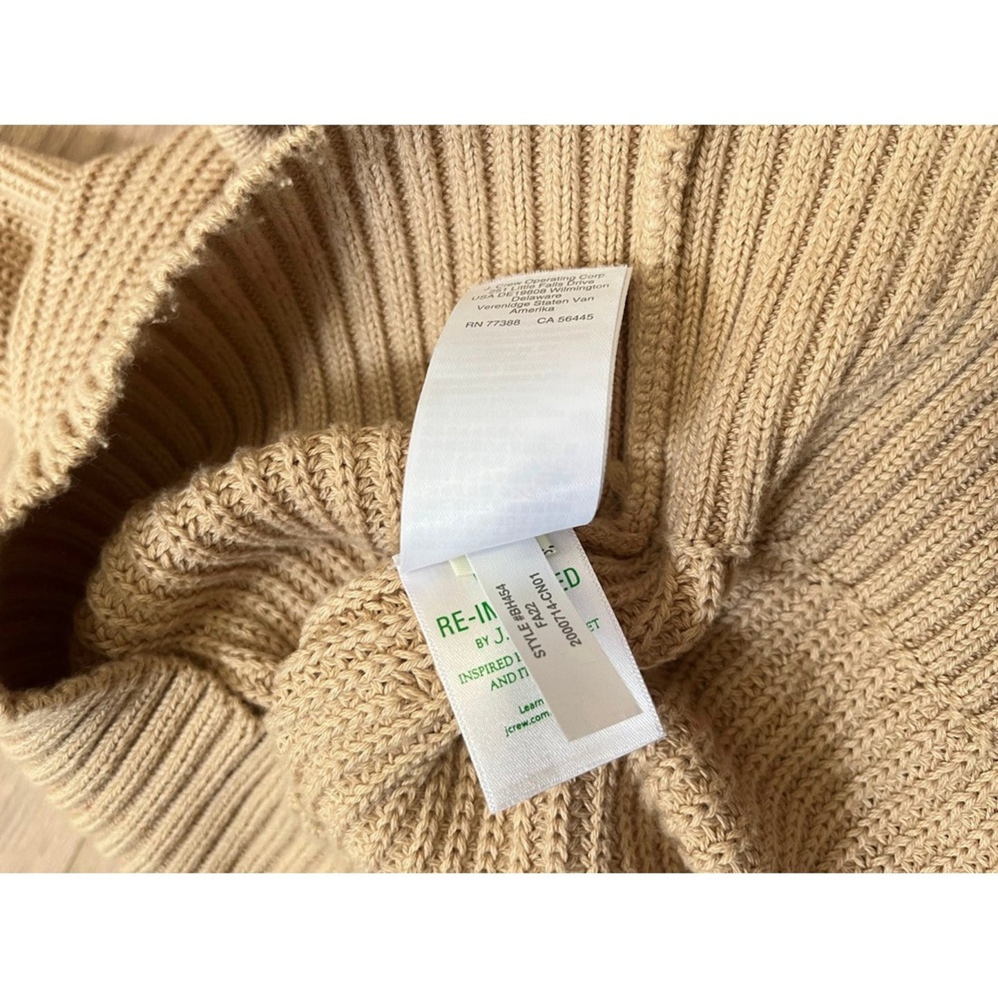 J Crew Collared Ribbed Sweater Beige Long Sleeve Pullover Size Small