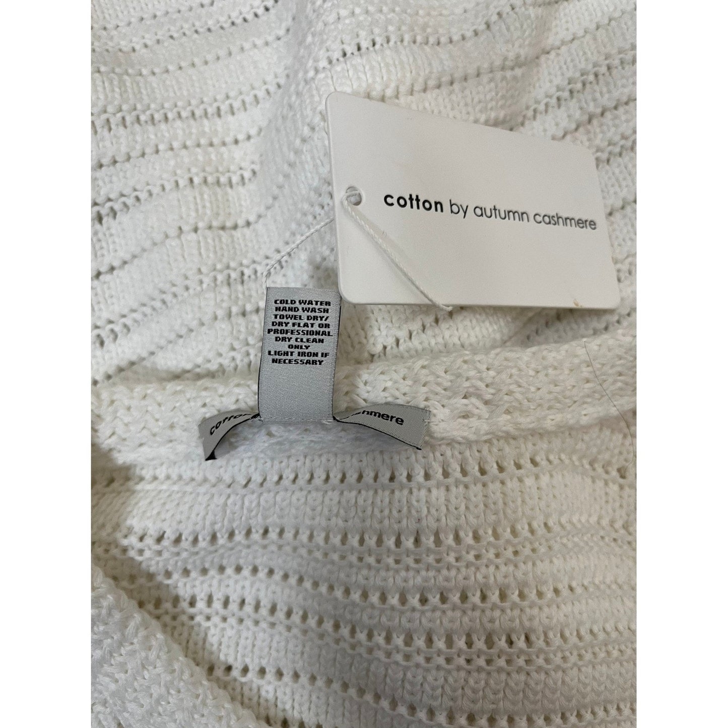Cotton by Autumn Cashmere White Knit Cropped Cardigan Sweater Large