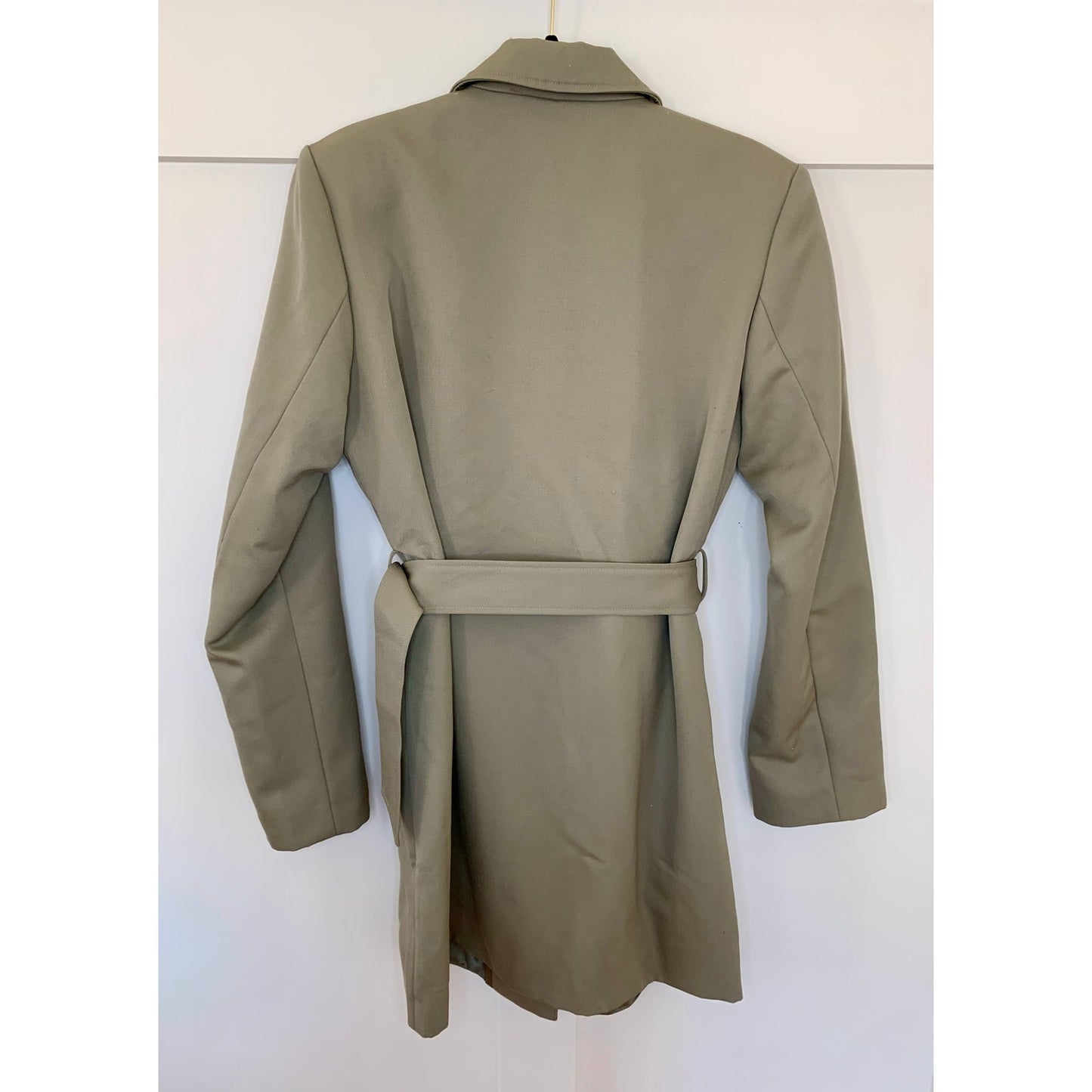 Anine Bing Campbell Blazer Dress Green Large Belted Long Sleeve Pockets Lined
