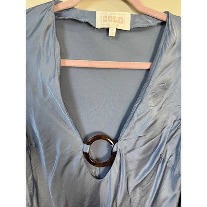 STONE COLD FOX Blue Satin Ring Detail Long Sleeve Mini Dress