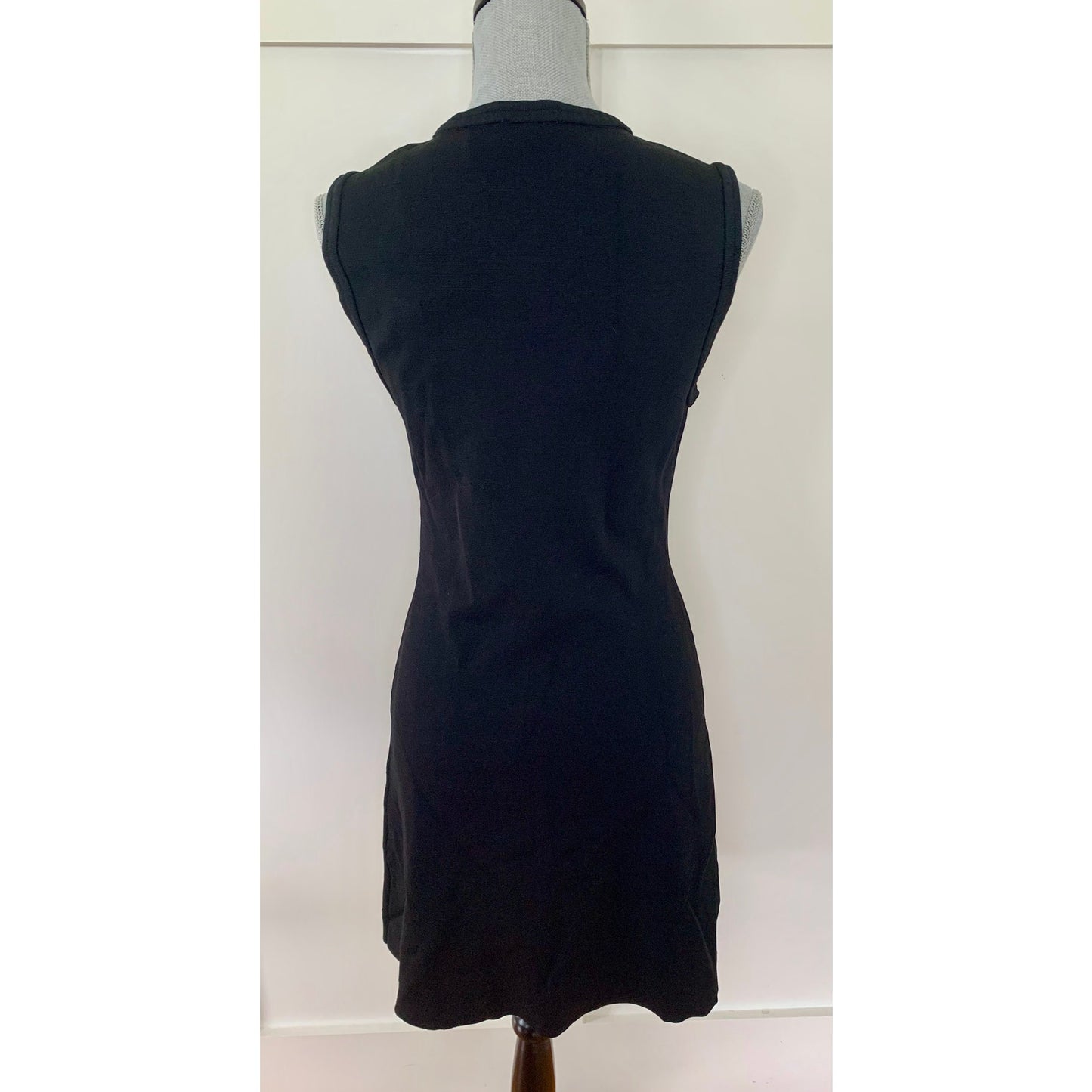 Sandro Openwork Mini Dress Noir Size 40 Cut Out Sleeveless Party Gothic Cocktail