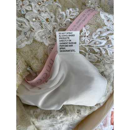 NEW NWT Mac Duggal A79341 Applique Sleeveless Plunge Neck Trumpet  Gown Ivory Size 16