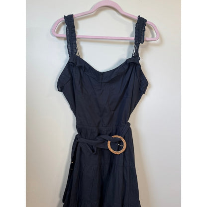Show Me Your Mumu Black Tiered Mini Dress Ruffle Strap Woven Belt NWT
