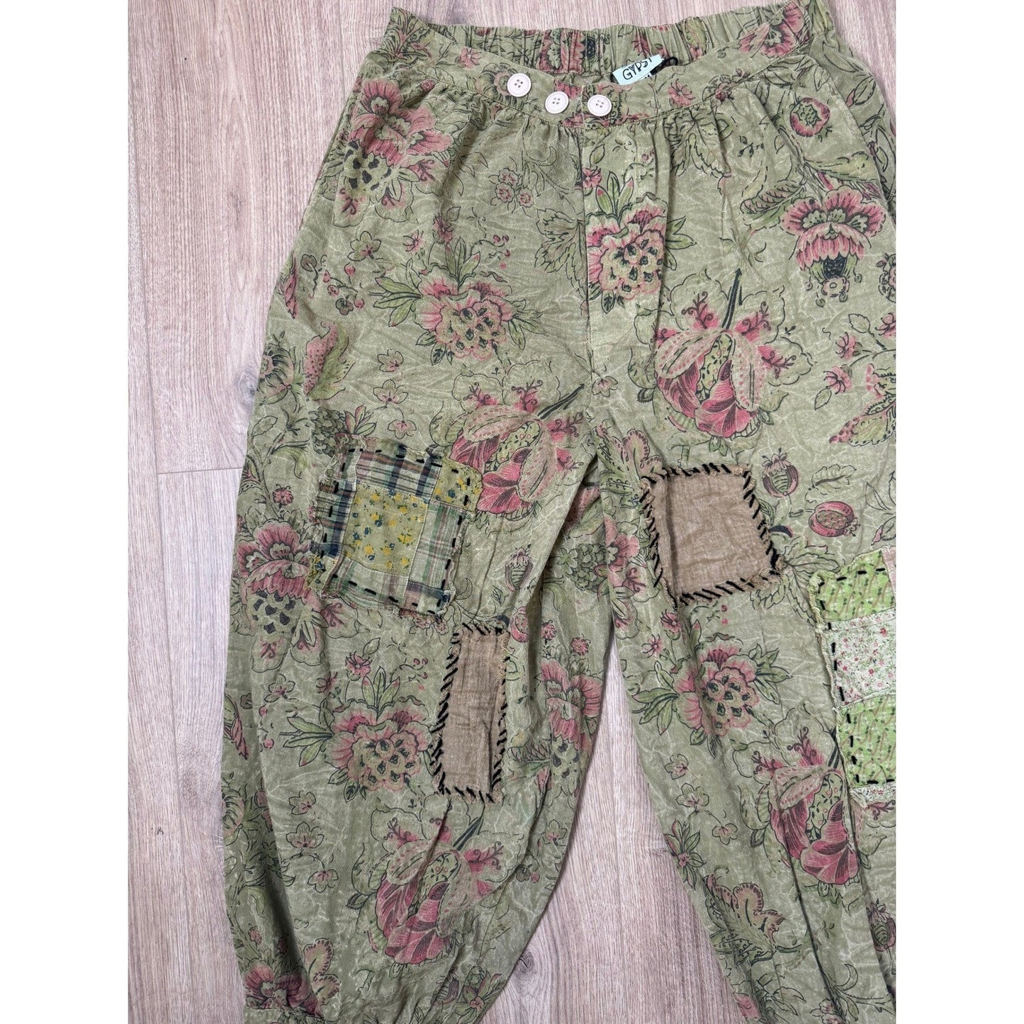 Jaded Gypsy Boho Patchwork Floral Harem Pants Cropped Gaucho S M L