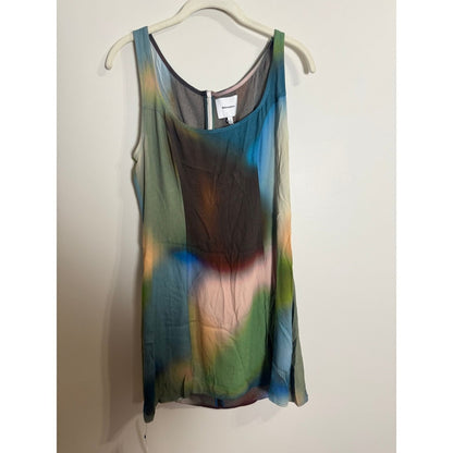 Reformation Noha Mini Dress Blur Abstract Print Square Neck Side Slit Size 8 NEW