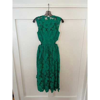 Self Portrait 3D Cotton Lace Midi‎ Dress Green Size 2