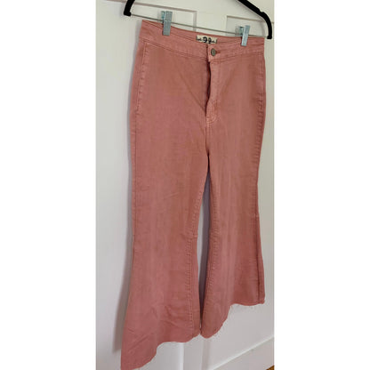 Free People Crop Flare Jeans in Pink Size 28 Denim High Rise Pockets Stretch
