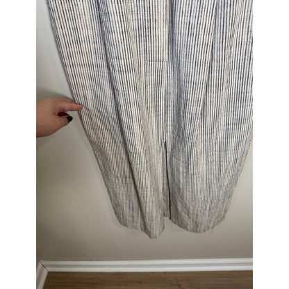 APIECE APART Striped Square Neck Button Front Midi Dress Size 4 Linen Blend