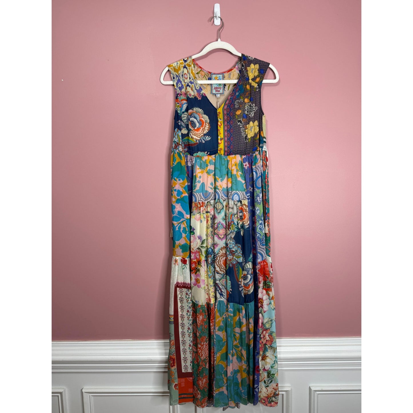 Johnny Was Cherika Natania Patchwork Dress in Multi Size XXS Floral Sleeveless
