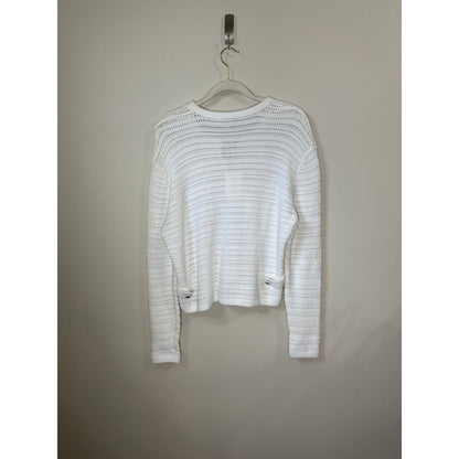 Cotton by Autumn Cashmere White Knit Cropped Cardigan Sweater Large