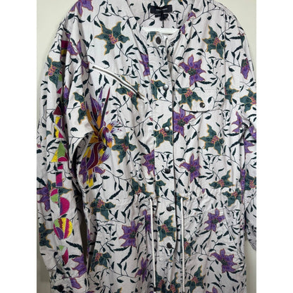 Isabel Marant Etoile Floral Bird Embroidered Utility Jumpsuit Ivory Purple