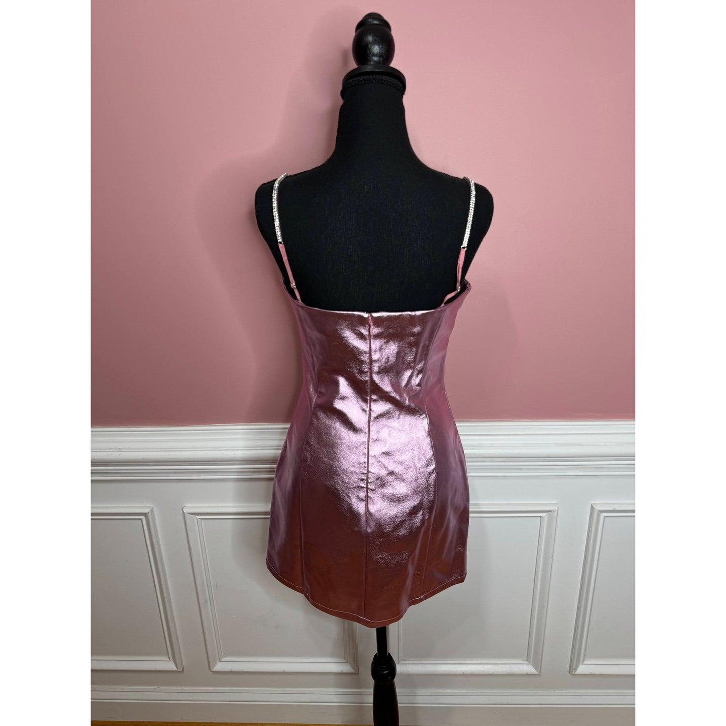 Alix NYC Cruz Mini Dress in Pink Size 8 Sleeveless Faux Leather Spandex Party