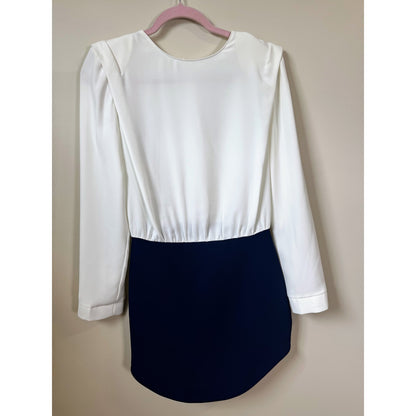 NEW NWT Amanda Uprichard Baldwin Long Sleeve Mini Dress Size Small White Navy