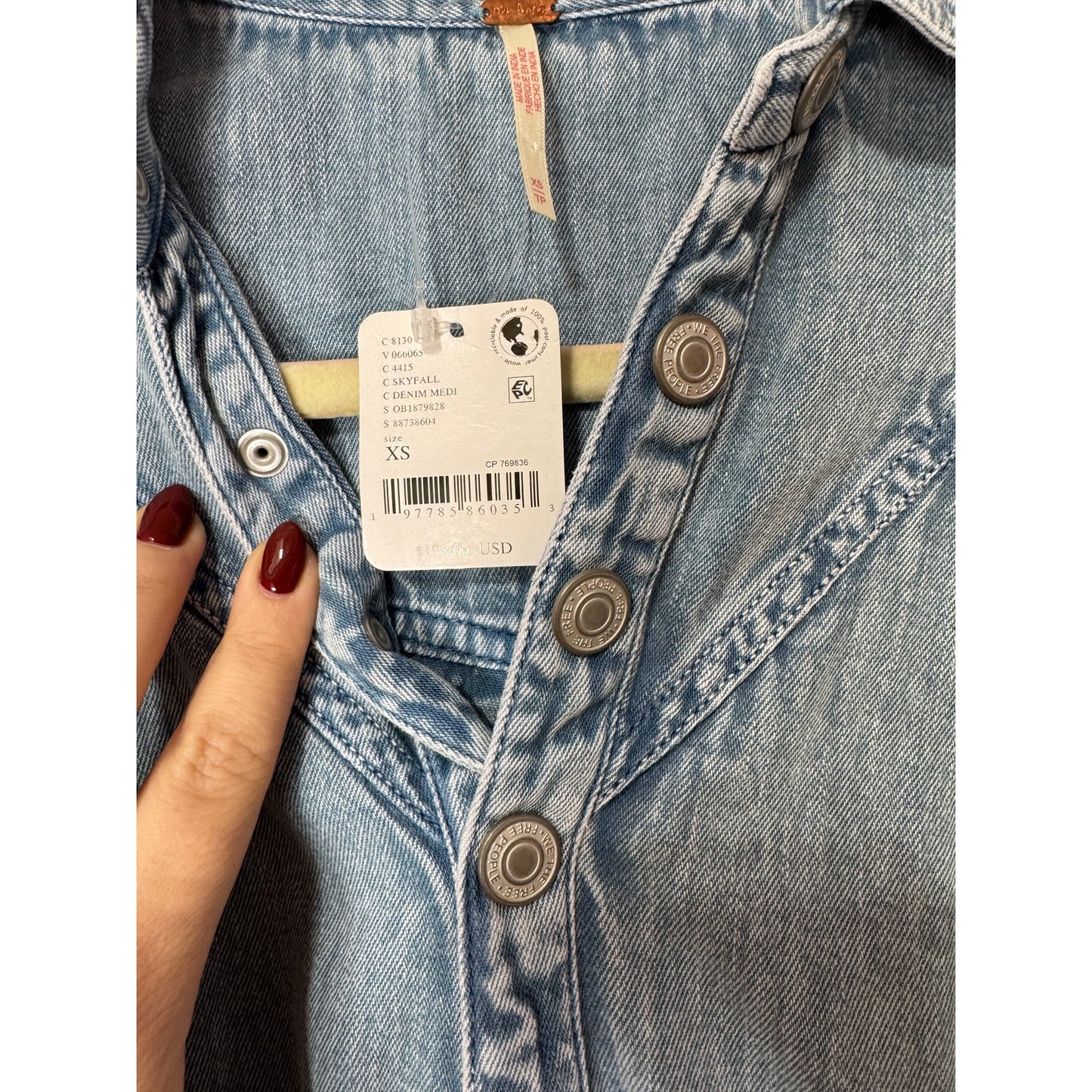 Free People Mad Love Denim Midi Dress Size XS