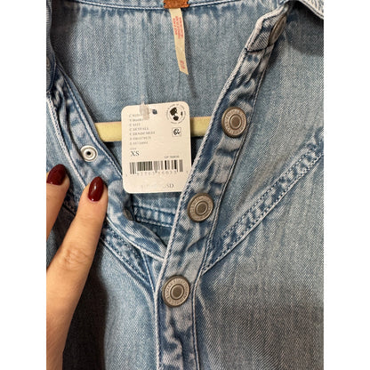 Free People Mad Love Denim Midi Dress Size XS