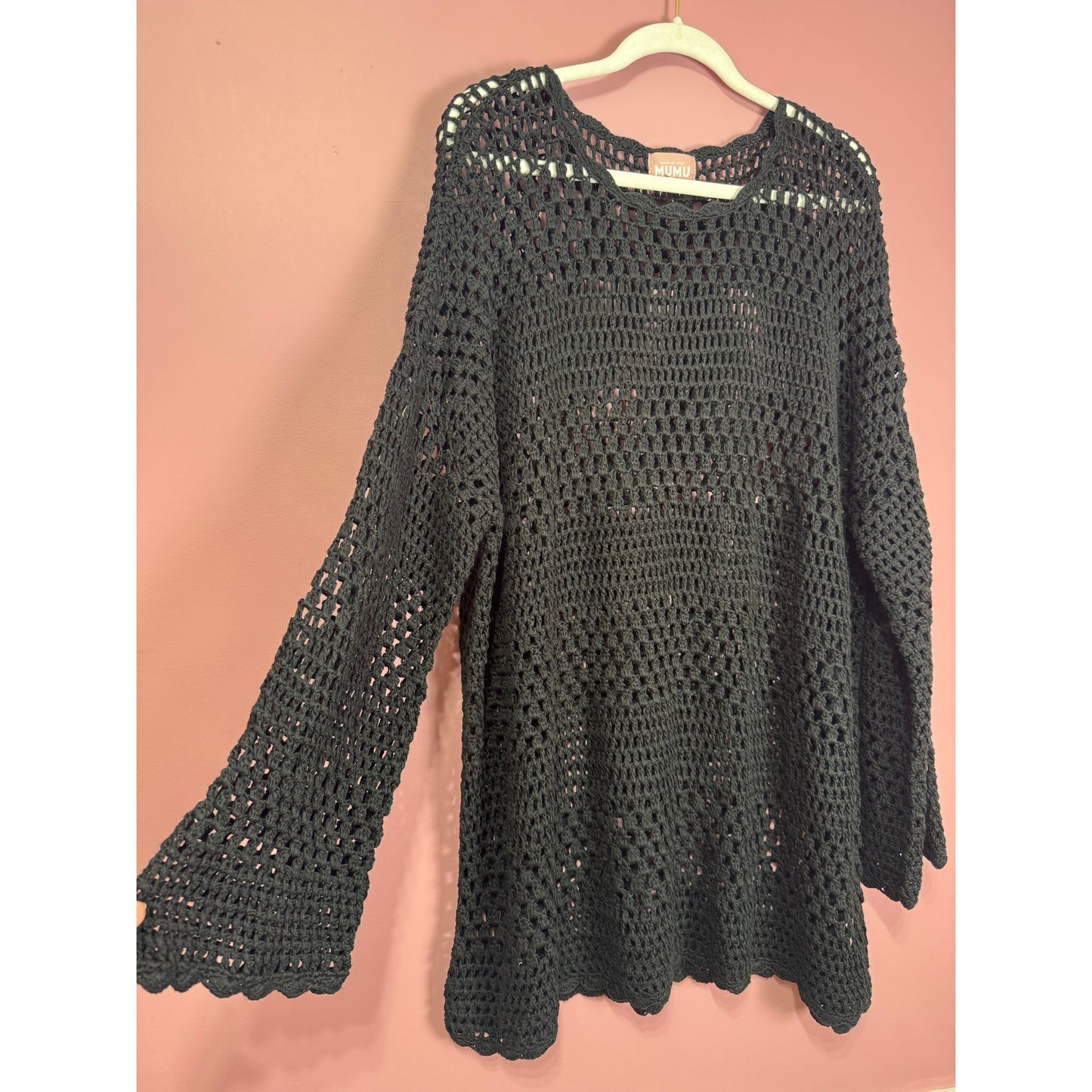 Show Me Your Mumu Paula Pullover in Black Crochet Size XXL