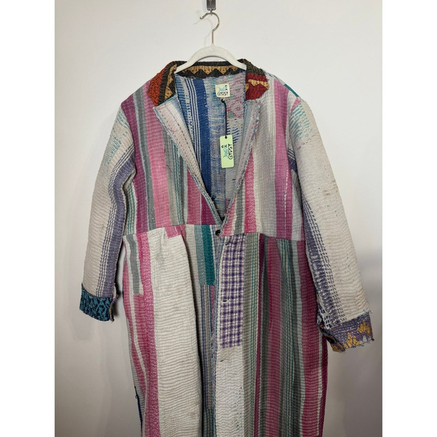 Jaded Gypsy Patchwork Quilted Duster Coat Long Sleeve Boho Festival