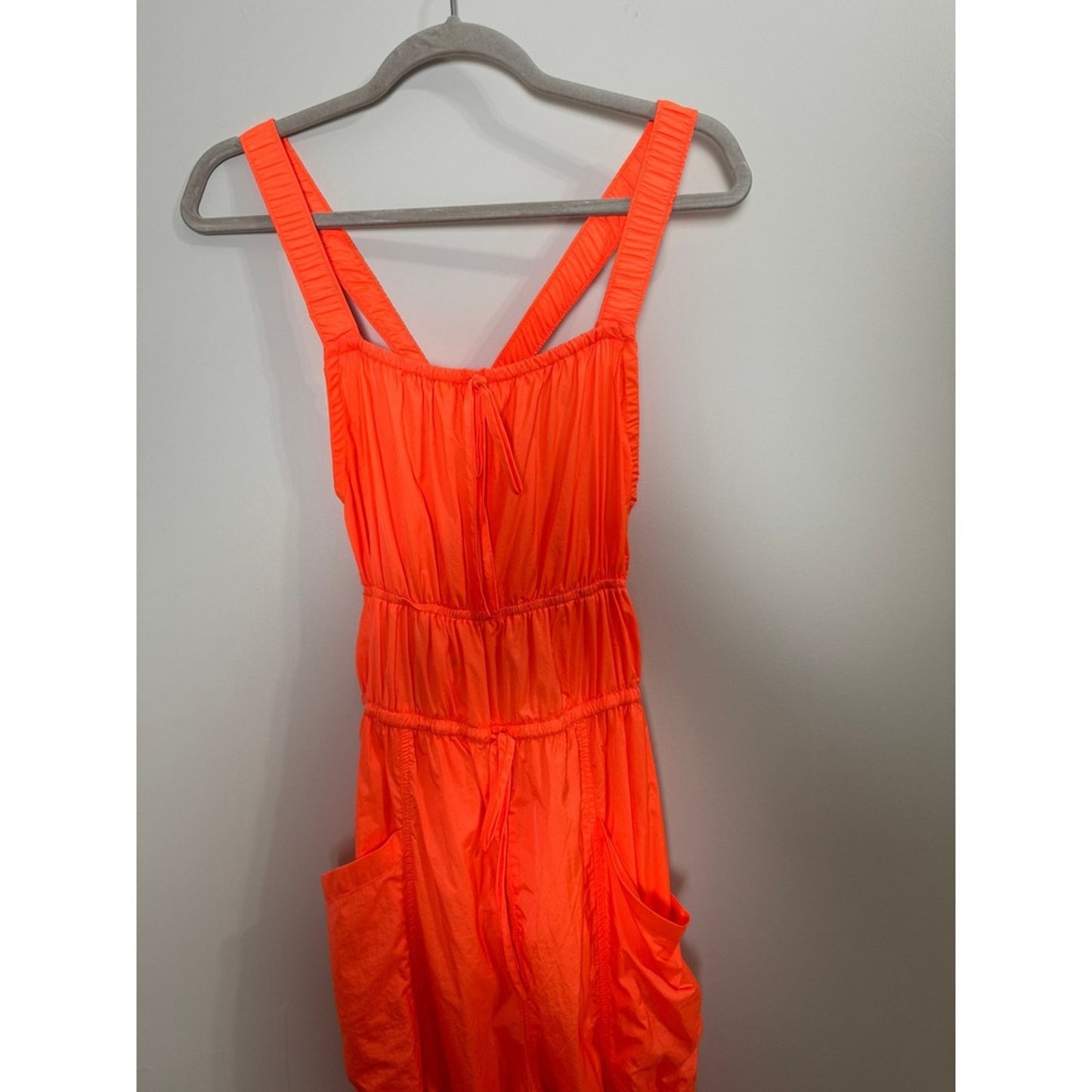 Free People FP Movement Tropic Sport One Piece Jumpsuit Neon Orange Cargo Small